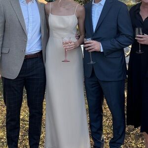 Azazie Floor Length Dress in Champagne